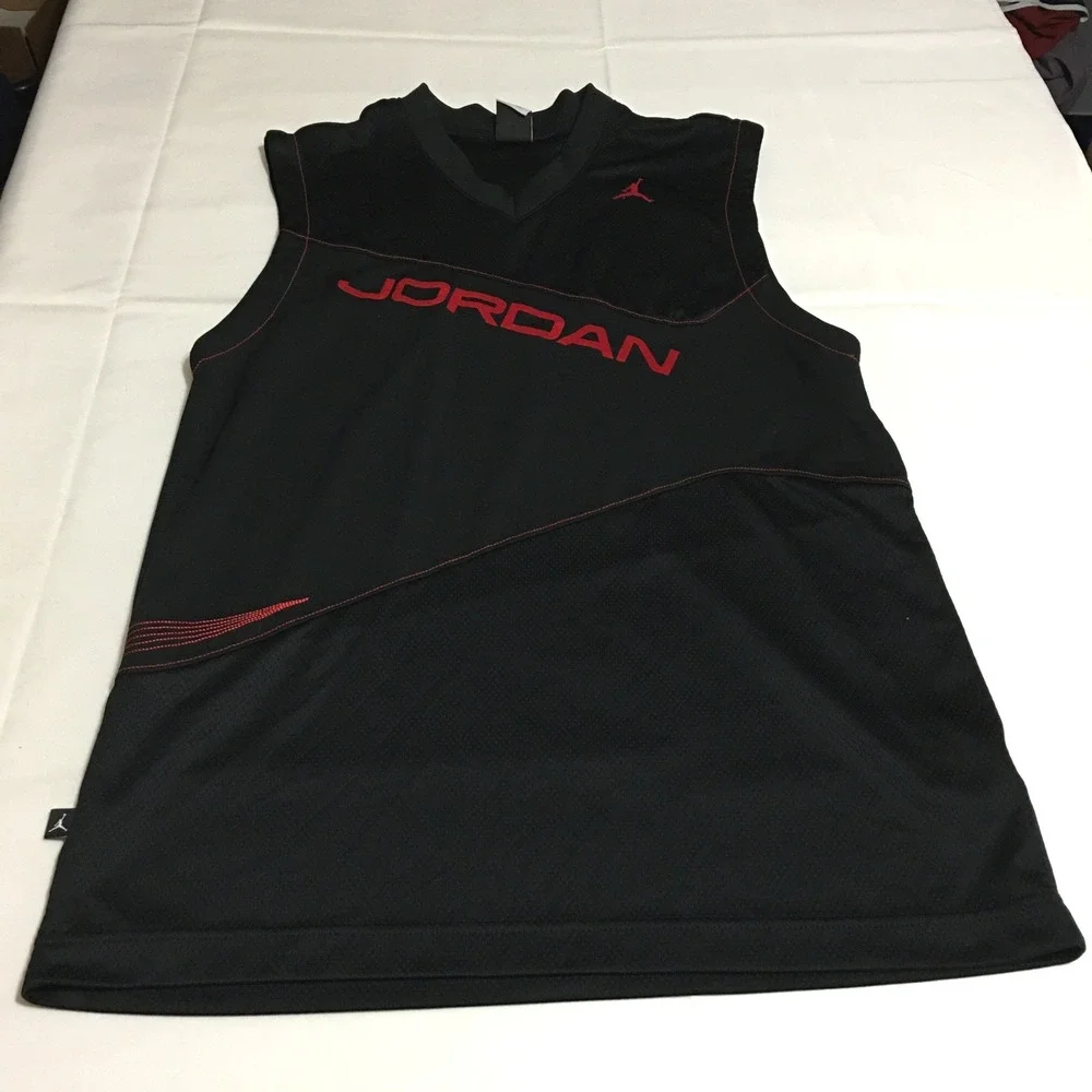Jordan Sleeveless Jersey Mens Medium Black Red Jumpman Logo